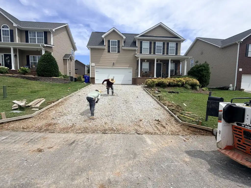 Step 02: layout and grade on a Sosa Concrete job in Knoxville, Tennessee
