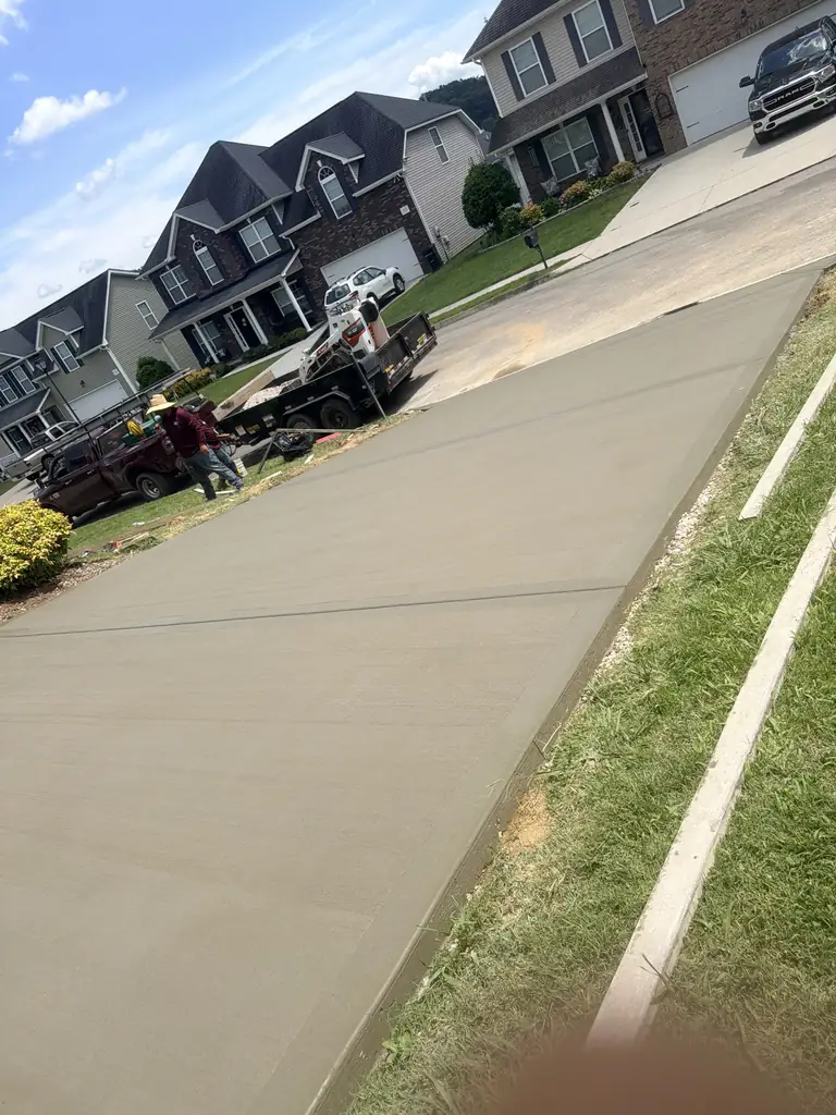 New concrete driveway seen from the street in Knoxville, Tennessee